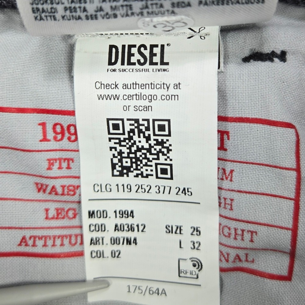 Diesel Jeans 1994 Slim High Straight Acid Wash Gray Womens Size 25 L32 - Picture 14 of 16